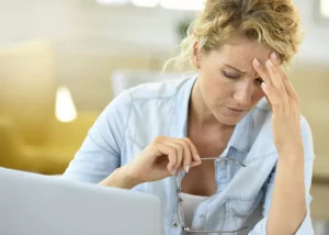 Woman Stressed at computer