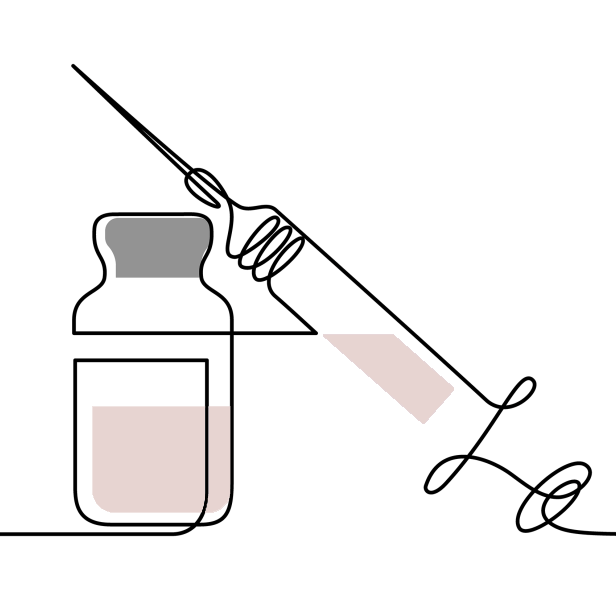 graphic of a vaccine shot needle and serum