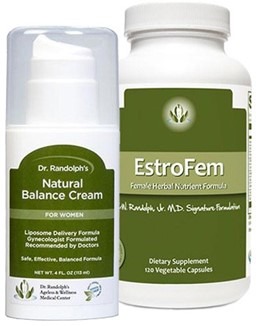 bottle of natural balance cream and bottle of EstroFem