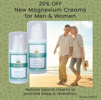 20% off topical magnesium creams for men and women to promote sleep and relaxation